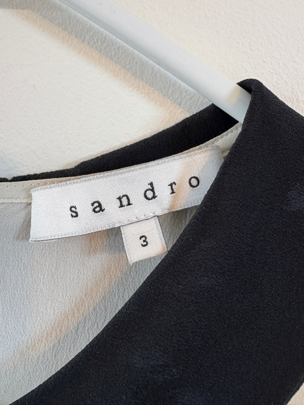 Sandro Paris Ivory Silk Lace Blouse Peter Pan Collar Sheer Romantic Top Size 3 - Picture 4 of 11